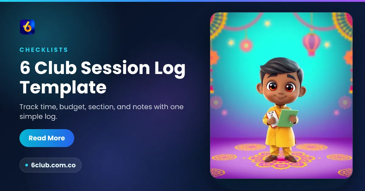 6 Club Session Log Template